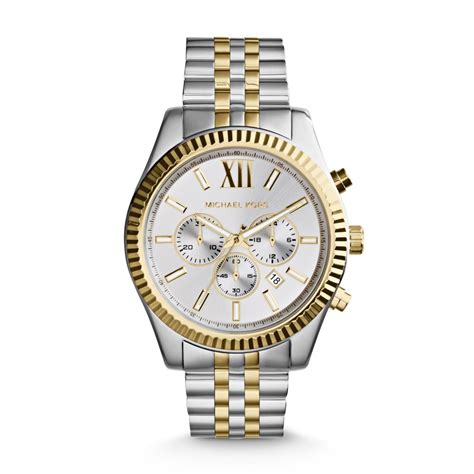 kors-mk8673 michael kors|oversized lexington two tone watch.